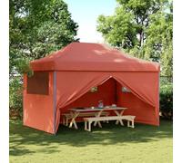 QJBSAVVA Tonnelle pop-up - 4 parois latérales - Rouge terre cuite - 440 x 292 x 315 cm - PVC Oxford - Pliable - Armature en acier robuste - Pour fête de jardin