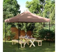 QJBSAVVA Tonnelle pop-up pliable - 292 x 292 x 315 cm - Marron - Tissu Oxford avec revêtement en PVC - Cadre en acier revêtu par pulvérisation - Tente de jardin et abri d'événement pour barbecue, fête