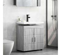 QJBSAVVA Tulum - Armoire de salle de bain - 60 x 34 x 63 cm - En matériau dérivé du bois Sonoma - Avec porte - Design moderne et robuste - Armoire à médicaments pour petits espaces - Gris