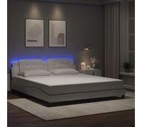 QJBSAVVA Zadar Cadre de lit à LED, noir et blanc, 180 x 200 cm, en cuir synthétique, cadre en bois massif, design moderne ondulé, avec prise d'alimentation USB, pour chambre à coucher, chambre d'amis