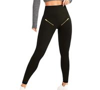 QJDFLL 2026 Pantalon de Couleur Unie pour Femme, Taille Haute, Slim, avec Fermeture éclair, décontracté (Black, M)