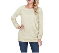 QJDFLL and Winter Fashionable Women s Solid Color Round Neck Comfortable Long Sleeved Warm Sweater(Kaki,XXL)