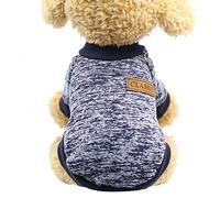 QJDFLL Animal de Compagnie Chien Chiot Classique Pull Polaire vêtements Chaud Hiver pour Chat(Marine,XS)