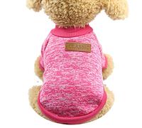 QJDFLL Animal de Compagnie Chien Chiot Classique Pull Polaire vêtements Chaud Hiver pour Chat(Rose Vif,L)