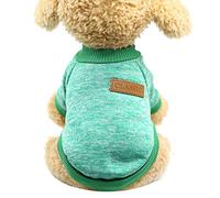 QJDFLL Animal de Compagnie Chien Chiot Classique Pull Polaire vêtements Chaud Hiver pour Chat(Vert,S)