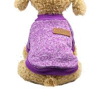 QJDFLL Animal de Compagnie Chien Chiot Classique Pull Polaire vêtements Chaud Hiver pour Chat(Violet,L)