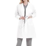 QJDFLL Blouse Blanche Chimie, Homme Femme, Laboratoire Coton Medicale Manche Longue Physique Infirmier pour Étudiant Hospital Travail S-7XL (Blanc,XXL)