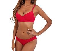 QJDFLL Body Minute Culotte Ensemble Respirant Doux Moyen épais Coton Tasse Soutien Gorge de sous vêtements Legging Rose Pale(Rouge,85B)