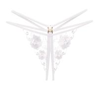QJDFLL Body Tatouage Creuse Sexy Taille Basse Culotte Ouverte Perle Massage String Gaine Grande Amincissant(Blanc,Taille Unique)