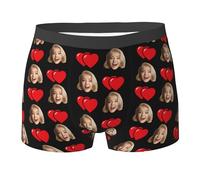 QJDFLL Cadeaux personnalisés de Noël Boxer avec Photo Visage sous-vêtements personnalisé Short rétro drôle Halloween Saint Valentin Anniversaire(a-Vin,M)