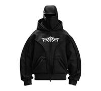 QJDFLL Cagoule à Capuche pour Homme, Sweat-Shirt Manches Longues, entièrement zippé, Veste d'extérieur, zippé avec Masque, Cagoule Chaude et (Black,M)