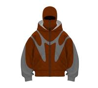 QJDFLL Cagoule à Capuche pour Homme, Sweat-Shirt Style années, Style Streetwear, avec Double Bonnet et Fermeture éclair, Veste décontractée à Manches Longues pour Homme et Femme(Orange,S)
