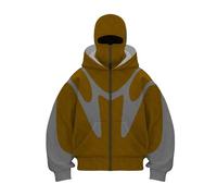 QJDFLL Cagoule à Capuche pour Homme, Sweat-Shirt Style années, Style Streetwear, avec Double Bonnet et Fermeture éclair, Veste décontractée à Manches Longues pour Homme et Femme(Yellow,XXL)