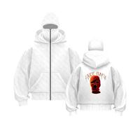 QJDFLL Cagoule à Capuche zippée Homme, Masque Ninja Oversize, Sweat-Shirt Double Capuche, zippé, Cagoule, Sweat-Shirt, Coupe-Vent Style années (White,S)