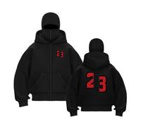 QJDFLL Cagoule à Capuche zippée Homme, Sweat-Shirt zippé, Cagoule, Sweat-Shirt, Masque Ninja Oversize, Double Capuche, Coupe-Vent Style années (Black,S)