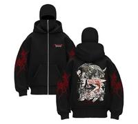 QJDFLL Cagoule à Capuche zippée pour Homme, Cagoule à Capuche Ninja surdimensionnée, Double Capuche, Coupe-Vent à Rayures Polaires, Sweat-Shirt d'hiver, Veste mi-Saison Chaude(Black,S)
