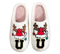 QJDFLL Chaussons Femme Ballerines Chaussons Lettre Chaussures Confortables Chaussures d'Intérieur Chaudes d'hiver pour Couples Respirantes et Confortables Idéales Vacances pour(Vert5,44)