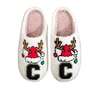 QJDFLL Chaussons Femme Ballerines Chaussons Lettre Chaussures Confortables Chaussures d'Intérieur Chaudes d'hiver pour Couples Respirantes et Confortables Idéales Vacances pour(Le noir3,42)