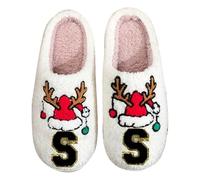 QJDFLL Chaussons Femme Ballerines Chaussons Lettre Chaussures Confortables Chaussures d'Intérieur Chaudes d'hiver pour Couples Respirantes et Confortables Idéales Vacances pour(Vert3,38)