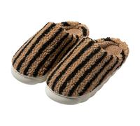 QJDFLL Chaussons Femme Ballerines Chaussons Moelleux pour l'hiver, Chaussures Chaudes d'intérieur et d'extérieur, Confortables, avec Un Joli Motif rayé Bonbon(Café,38)