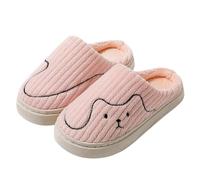QJDFLL Chaussons Femme Ballerines Couples Hommes Femmes Slip on Furry Flat Home Hiver Bout Rond Garder Chaud Imprimés Pantoufles Chaussures(Rose,39)