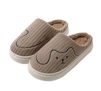 QJDFLL Chaussons Femme Ballerines Couples Hommes Femmes Slip on Furry Flat Home Hiver Bout Rond Garder Chaud Imprimés Pantoufles Chaussures(Café,41)