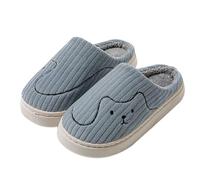 QJDFLL Chaussons Femme Ballerines Couples Hommes Femmes Slip on Furry Flat Home Hiver Bout Rond Garder Chaud Imprimés Pantoufles Chaussures(Bleu,45)