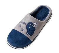 QJDFLL Chaussons Femme FourréS Couples Hommes Femmes sans Lacet Fourrure Peluche Plat Maison Hiver Bout Rond Garder Chaud Dessin animé Imprime Pantoufles Chaussures(Bleu,37)