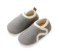 QJDFLL Chaussons Femme FourréS Mode Mignon Automne et Hiver garçons et Filles Pantoufles Fond Plat léger Doux et Confortable Chaud Unie Dessin animé Forme Animale(Grey,25)