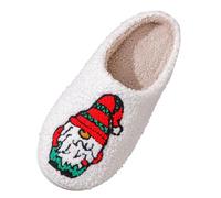 QJDFLL Chaussons Femme FourréS Pantoufles en Coton avec Serviette brodée, Pantoufles antidérapantes en Peluche pour la Maison, Nains de noël, Automne et Hiver(Beige,40)