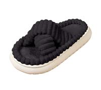 QJDFLL Chaussons Femme Hiver Chaud Chaussons Confortables à Plateforme et Bout Ouvert pour Femmes, Chaussures Souples pour la Maison, l'intérieur et l'extérieur(Le Noir,41)