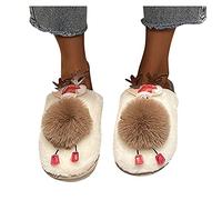 QJDFLL Chaussons Femme Hiver Chaud Chaussures Mode Casual Deer Outdoor Pantoufles Respirant Women's Women's Pantoufle(Kaki,36)
