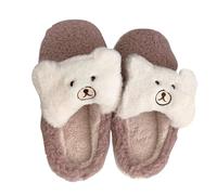 QJDFLL Chaussons Femme Hiver Chaud Dames Mode Maison Coton Glisser Mignon Fille Coeur en Peluche Chaussures Pantoufles(Violet,39)