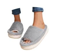 QJDFLL Chaussons Femme Hiver Chaussons d'hiver isolants à bout fermé et semelle plate pour femmes(Grey,37)