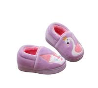 QJDFLL Chaussons Femme Mules Chaussons Confortables à Dos fermé pour garçons, Motif Animal, Chaussures Chaudes d'hiver pour Enfants, intérieur et extérieur, Semelles Souples,(Violet,31)