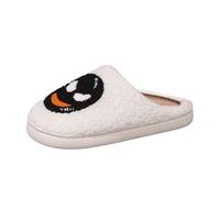 QJDFLL Chaussons Femme Mules Chaussons d'hiver Confortables pour Femmes et Couples, Chaussures à Semelle Plate, Confortables et Douces, Motif Dessin animé Amusant pour Halloween(Blanc,39)