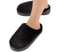 QJDFLL Chaussons Femme Mules Chaussons d'hiver pour Femmes, Chaussures Chaudes et moelleuses avec Semelle, Confortables et Souples pour l'intérieur et l'extérieur(Le Noir,41)