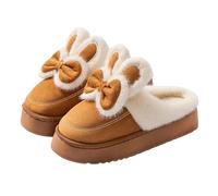 QJDFLL Chaussons Femme Mules Chaussons Lapin pour Chaussures d'intérieur Confortables avec Semelles épaisses et Souples, Chaussures Chaudes pour l'hiver(Café,36)