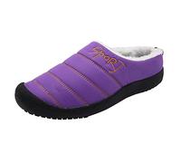 QJDFLL Chaussons Femme Mules Pantoufles pour Femmes Chaussures Plates d'hiver Chaudes pour la Maison d'intérieur des Femmes sans Lacet avec du Coton(Violet,39)