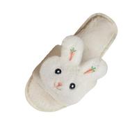 QJDFLL Chaussons Femme Rigolo Pantoufles en Coton à Bout Ouvert pour Femmes, Pantoufles Confortables pour la Maison, Mode Automne et Hiver(Blanc,37)