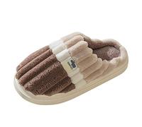 QJDFLL Chaussons Femme Rigolo Slip-on Open Couples Furry Men Keep Warm Winter Pantoufles Toe Flat Home Shoes Men's Pantoufle(Café,42)