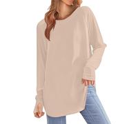 QJDFLL Chemisier à Manches Longues et col Rond pour Femme, Unie, Ample, mi-Long(Kaki,XL)