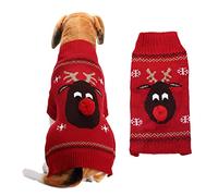 QJDFLL Cool et Mignon Les Rennes Chandail vêtements Pet Chat Chien Costume Pull pour Chaton(Rouge,M)