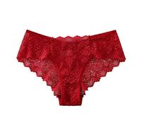 QJDFLL Culotte de Bikini Stretch pour Femmes avec Bordure en Dentelle 4 sous-vêtements Sexy Confortables(Rouge,M)