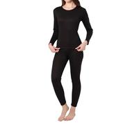 QJDFLL Ensemble de sous-vêtements Thermiques Ski pour Femmes, Hauts et Bas d Hiver Neufs(Le Noir,XL)
