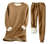 QJDFLL Ensemble Haut à col roulé et Pantalon doublés en Polaire pour l Hiver, Couche de Base Thermique Manches Longues Temps Froid(Kaki,L)