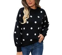 QJDFLL Femmes Mode décontracté à Manches Longues Pull en Tricot léger Impression Haut(Le Noir,XL)