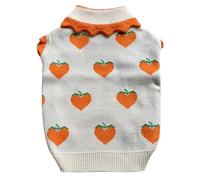 QJDFLL Gilet pour Animaux de Compagnie, Mignon, Bordure CR OSS, cœur pêche, Pull Chien, Kit dix Teddy, vêtements noël tricotés, 2022 Chat été(Blanc,L)