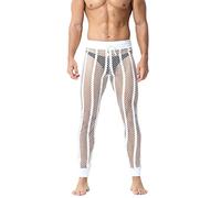 QJDFLL Hommes Casual Loisirs Ventilation Neuvième Pantalon Évider Sexy Taille Élastique(Blanc,M)