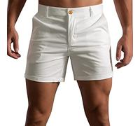 QJDFLL Hommes été Couleur Unie Pantalon Poche Cordon lâche séchage Rapide Sport décontracté Course Shorts Droits Pantalons de Plage (White, XXL)